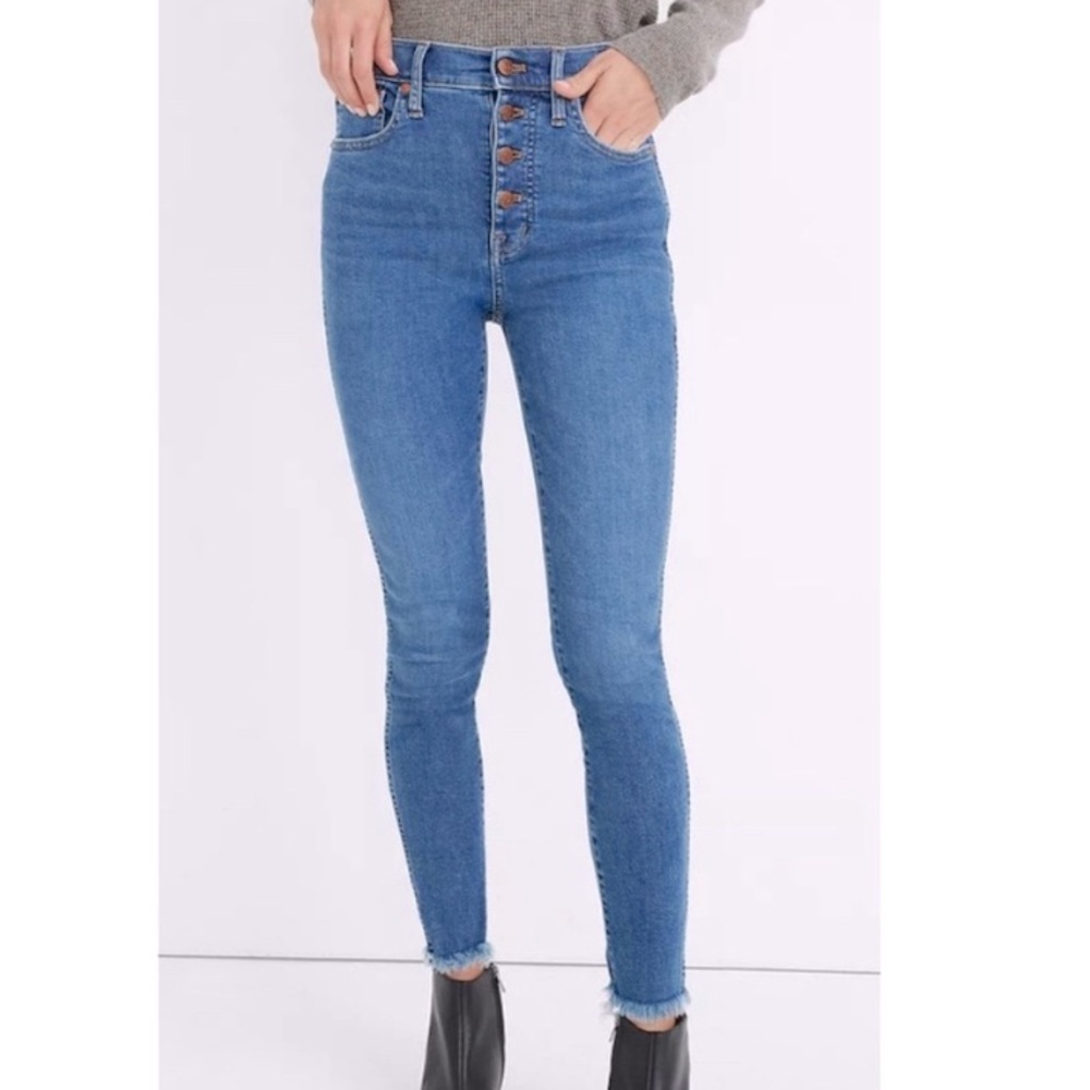 Madewell button front jeans with raw hem